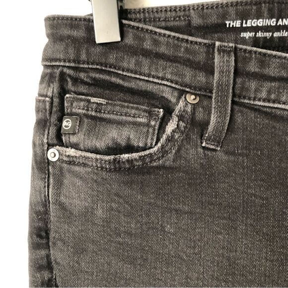 AG Adriano Goldschmeid The legging ankle super skinny black distressed jeans 26R - Picture 7 of 12